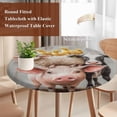 thumbnail image 3 of Farm Pig Cow Round Tablecloth 36-44 Inch Round Fitted Table Cloth with Elastic Edge, Funny Cute Animals Chicken Oil Painting Waterproof Table Cover Protector for Outdoor Picnic Party Dining, 3 of 6