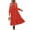 Brick Red, variant on Fall Long Dress for Women Crewneck Casual Long Sleeve Pleated Dresses with Pockets