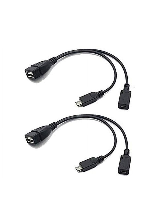 2 Pack OTG Cable for Fire Stick 4K, Samsung Galaxy, Fire TV, LG, HTC Android Phone Tablet Micro USB Host with Micro USB Power