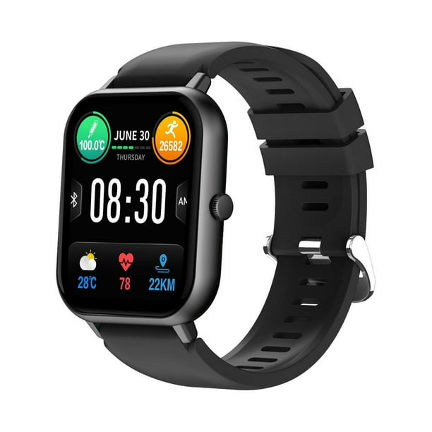 JM Reloj inteligente negro reloj deportivo con pantalla tactil de 1 83 pulgadas con frecuencia cardiaca y monitor de sueno rastreador de ejercicios modo de ejercicio rastreador de actividad reloj inte...