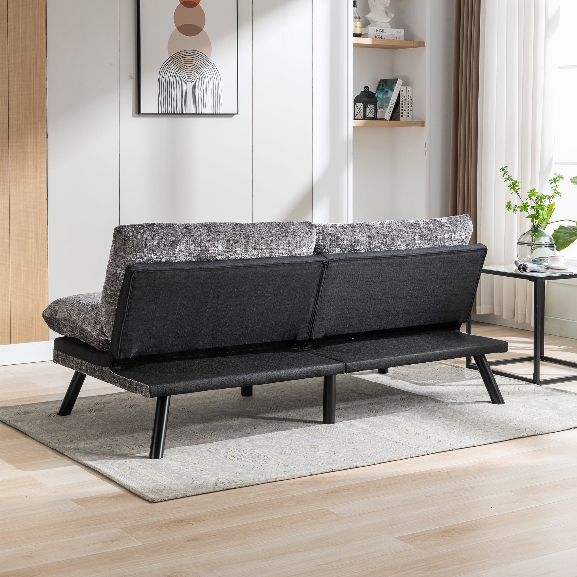 Kadyn Convertible Sofa Bed, Loveseat Futon Bed with Metal Legs, Adjustable Lounge Couch for Compact Living Space Chenille, Grey Kadyn Convertible Sofa Bed, Loveseat Futon Bed with Metal Legs, Adjustable Lounge Couch for Compact Living Space Chenille, Grey