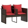 thumbnail image 4 of vidaXL Garden Sofa Brown and Red 66.14 x 66.14 x 70.87 in Poly Rattan, 4 of 6