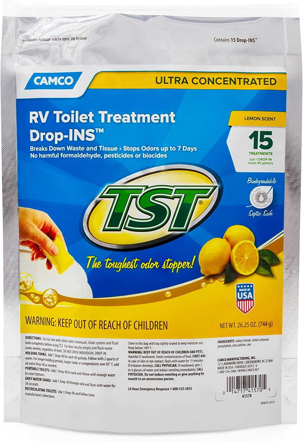 Camco TST RV Toilet Treatment DropINs Control Unwanted Odors and