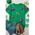 thumbnail image 2 of Women's Bright Green Mardi Gras Sequin Patched Graphic Tee - Vibrant Casual Top | [ZhiHiMeRi] | (US 20-22)2XL, 2 of 6