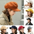thumbnail image 1 of Travelwant New Women Beret Newsboy Hat Cap for Ladies British Style Felt Solid Color Wide Brim Beret Winter Warm Peaked Cap Hat, 1 of 9