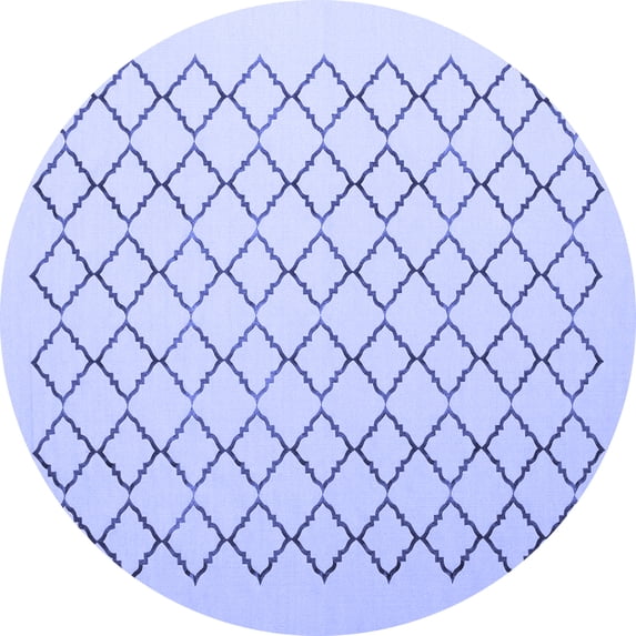 Ahgly Company Machine Washable Indoor Round Trellis Blue Contemporary Area Rugs, 6' Round
