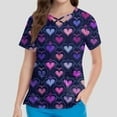thumbnail image 4 of Valentine's Day Scrubs Tops for Women Short Sleeve V Neck Scrub Top Love Heart Printed Shirts Valentine's Day Nursing Uniform Shirts Tops with Pockets, 4 of 4