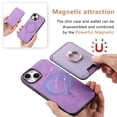 thumbnail image 2 of Allytech iPhone 12 Case, Detachable Magnetic Wallet Case with Card Holder & Ring Stand, Support Car Mount, Premium PU Leather Shockproof Durable Protective Slim Case Cover - Purple, 2 of 11