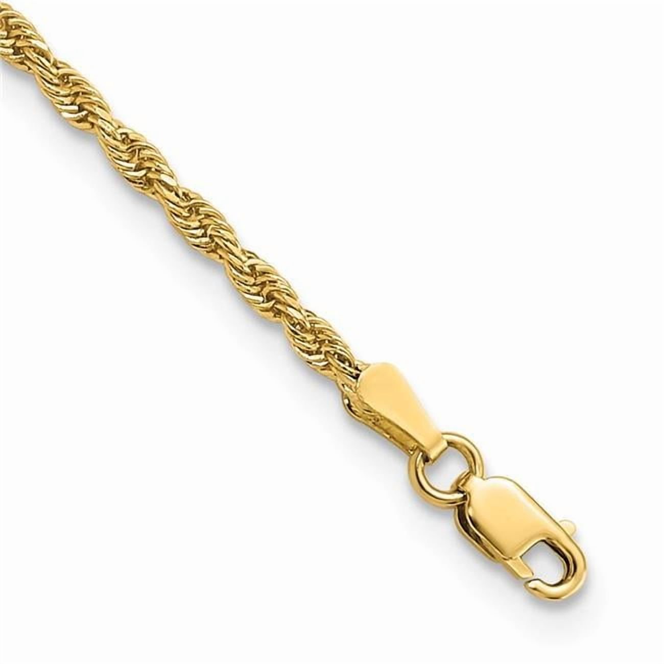 Primal Gold 14 Karat Yellow Gold 2mm Diamond-cut Rope Chain Anklet