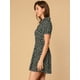 thumbnail image 4 of Vestido Camisero de Manga Corta con cuello en V y estampado floral Frontal con Botones para Mujer Negro XS, 4 of 6