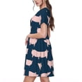 thumbnail image 2 of Easygdp Pig 1 para Vestido Transpirable de Mujer, Vestido Suelto de Manga Corta con Pliegues y Bolsillos para el Verano, 2 of 6