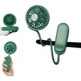 thumbnail image 1 of Miniventilador portátil 3 en 1 de mano, con clip o para cochecito, recargable por USB, para bebés, estudiantes, oficinas, hombres y mujeres, multifunción, pequeño ventilador personal (verde), 1 of 3