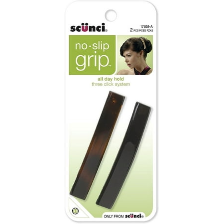 Scunci No-Slip Grip Auto Clasp Barrettes, Colors May Vary 2 ea (Pack of 6)