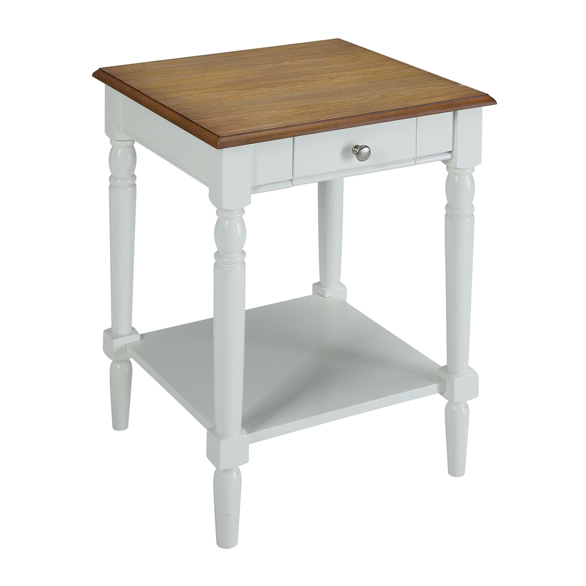 Convenience Concepts French Country One Drawer End Table with Shelf , Driftwood/White
