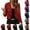 Red, variant on Women's Sequin Cardigan Dressy 3/4 Sleeve Open Front Party Sparkly Cropped Coats Glitter Shiny Casual Thin Jackets Dark Blue L