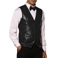 thumbnail image 4 of Chaleco de traje de cuero sintético INSPIRE CHIC para hombres, chaleco de PU formal occidental con pajarita, 2XL negro, 4 of 4