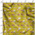 thumbnail image 2 of Soimoi Yellow Cotton Cambric Fabric Rabbit Animal Fabric Prints By Yard 56 Inch Wide, 2 of 6