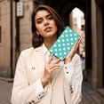 thumbnail image 7 of Teal Turquoise And White Polka Dot Wallet Women, Leather Bifold Multi Card Wallet, Women's Wallets, Long Purse, 7 of 7