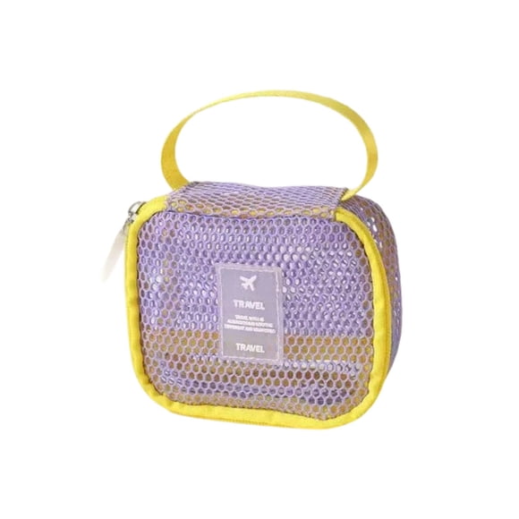 Bolsa de maquillaje de malla, organizador de cosméticos de viaje con cremallera, neceser ligero para mujeres y niñas, almacenamiento portátil