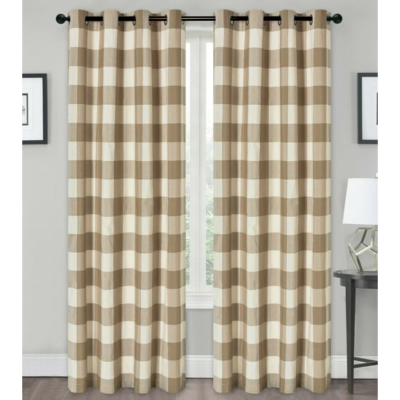 Country Lodge Farmhouse Buffalo Plaid Checkered Grommet Top Curtains - Assorted Colors