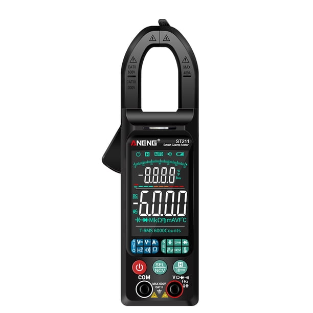 ST211 6000 cuentas Medidor digital de pinza amperimétrica de corriente CA 400A Multímetro de rango ANENG Medidor de abrazadera