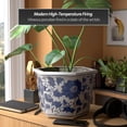 thumbnail image 3 of 12" Hexagonal Flower Pot - Blue and White Floral, 3 of 7
