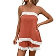 thumbnail image 2 of Pounoo Women's Two Piece Sets Spaghetti Strap Fringe Trim Cami Top and Shorts Bohemian Resort Lightweight Airy Relaxed Fit Vacation Outfits Gift, 2 of 9