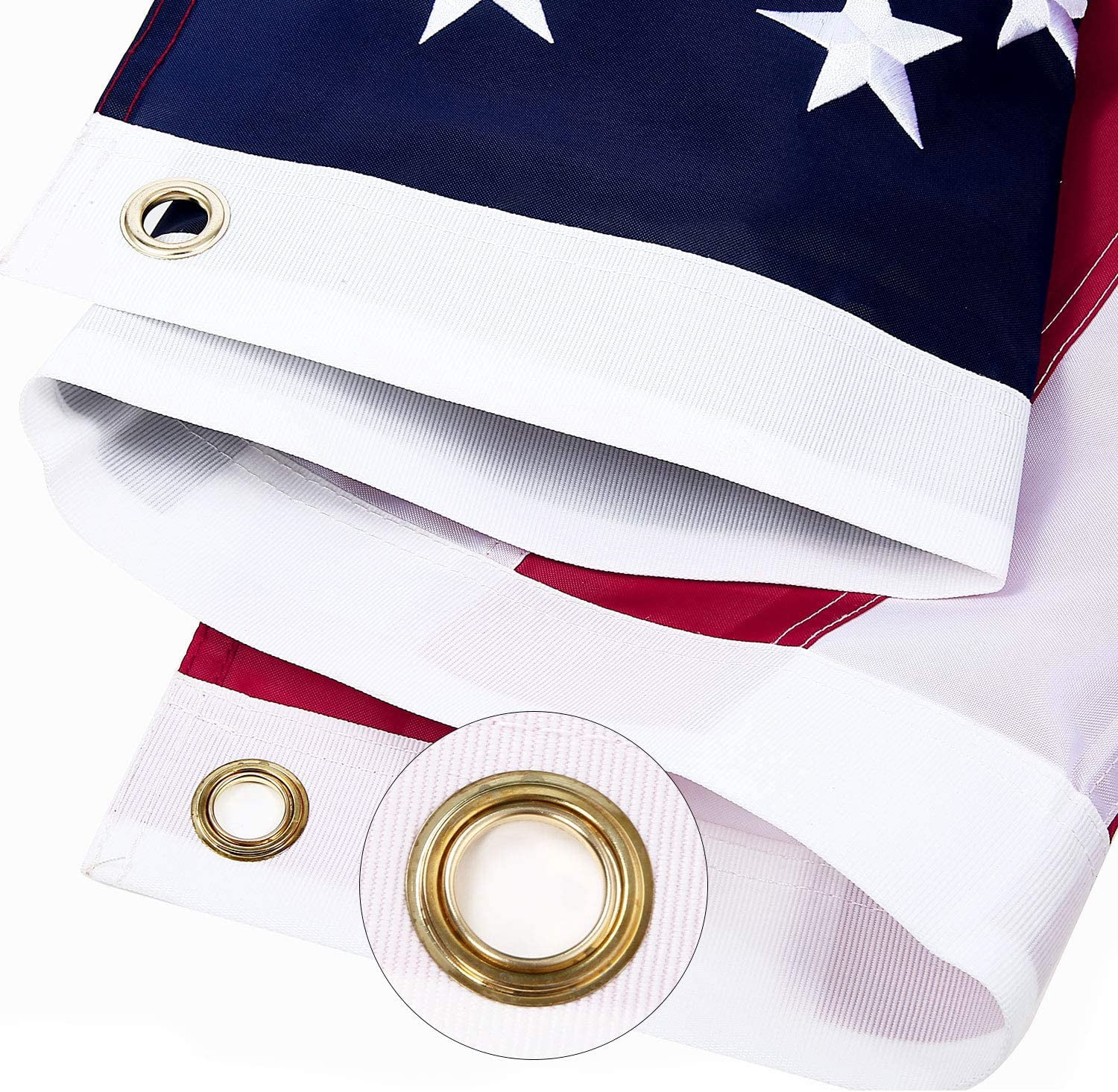 TOPFLAGS 5x8 feet 50 stars American Flag,Embroidered 210D Embroidered Stars,Sewn Stripes,3 Brass Grommets,Indoor/Outdoor,Vibrant Colors,Quality Polyester,US USA Flag