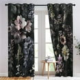 thumbnail image 2 of Black Flower Curtains, Moody Floral Blackout Curtains For Bedroom Living Room Home Decor, Vintage Daisy Patterned Grommet Drapes 38"W x 54"L, 2 of 6