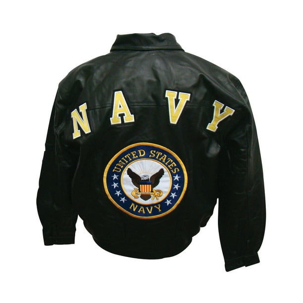 China Leather Collection - Navy Military Leather Jacket Features ...