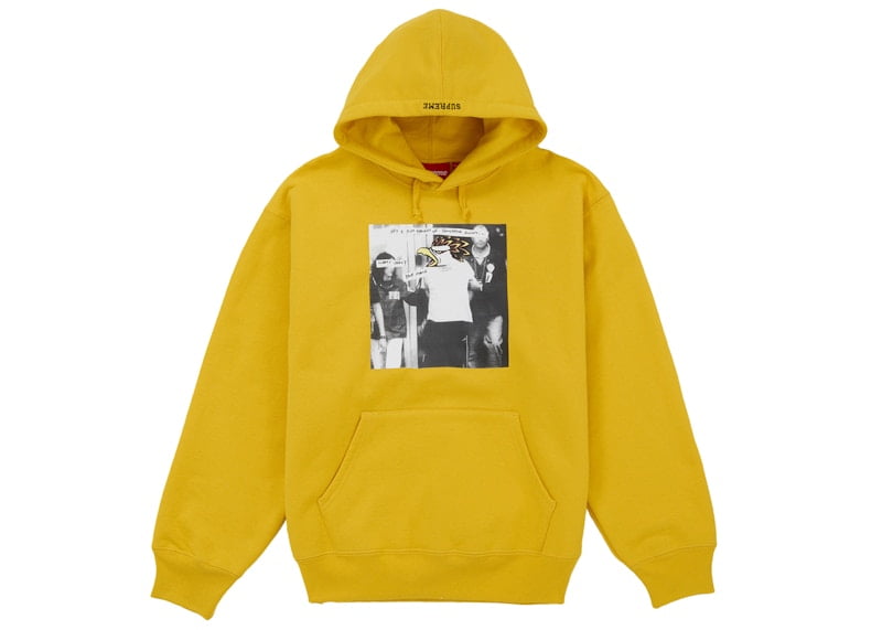 Supreme Men's Satin Applique Hooded Sweatshirt FW24 Black, from