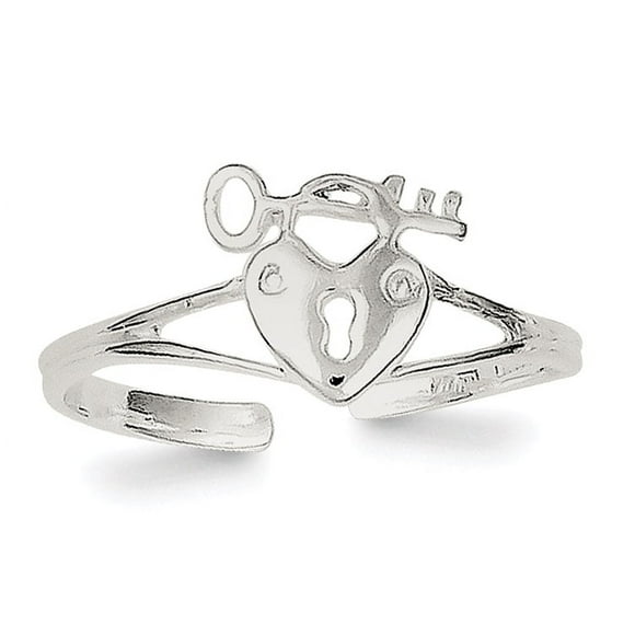 925 Sterling Silver Heart Lock and Key Toe Ring