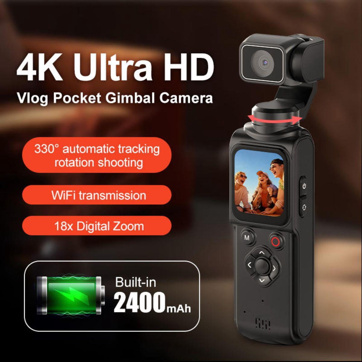 Aries Ultra HD 4k Pocket Gimbal Vlogging Camera - Pink