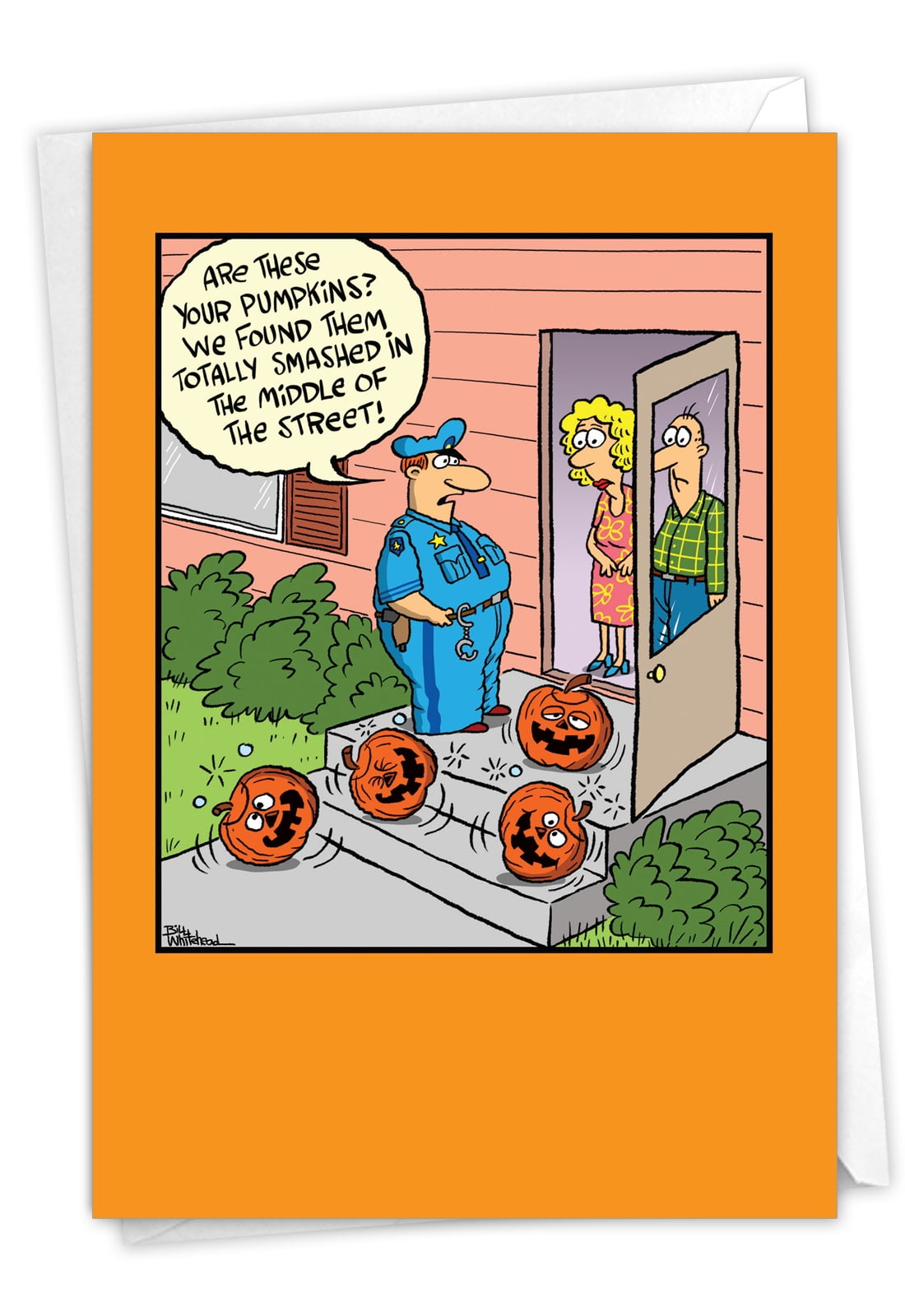 1 Funny Halloween Card with Envelope - Smashed Pumpkins C6230HWG