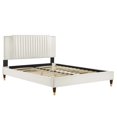 thumbnail image 5 of Platform Bed Frame, Tufted, Rivet Nailhead, Full Size, White, Velvet, Mid Century Bedroom, Modern Contemporary Boutique HB35603, 5 of 8