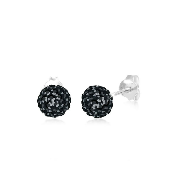 Elli by Julie & Grace Crystal Ball Stud Earrings 6 mm 925 Silver for Women