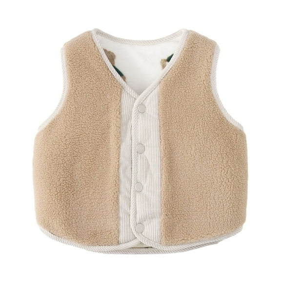GYRATEDREAM Toddler Baby Boys Girls Warm Vests Kids Sleeveless V Neck Knit Sweater Button Down Soft Vest for 4-5Y Brown