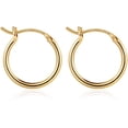 thumbnail image 1 of Pendientes de aro de oro para mujer, pendientes de aro de plata de ley 925 chapados en oro de 14 quilates, ligeros, pequeños y lindos, pendientes de aro de oro para mujer de 35 mm oso de fresa Juguete, 1 of 6