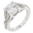 thumbnail image 1 of Véritable Bague de Fiançailles Plaquée Rhodium avec Set de Griffes CZ Clair en Argent-Taille 8, 1 of 1