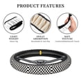 thumbnail image 5 of Lsque Black and White Checkerboard Ultra Soft Car Steering Wheel Cover for Women, Standard 15 inch Size for Truck Van SUV Auto, 5 of 8