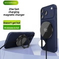 thumbnail image 4 of 25W for MagSafe Wireless Charger, Fast Magnetic Wireless Charging Pad Ultra-thin Portable Built Ring Stand Qi2.2 Certified Aluminum Alloy Glass Panel for iPhone 17 16 15 14 13 12 Series& AirPods 4-2, 4 of 9