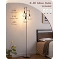 thumbnail image 6 of 70'' Industrial Farmhouse Floor Lamp - Dimmable Rustic Tree Standing Lamp with Diamond Shade & 3 LED Edison Bulbs Included, 6 of 9