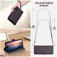 thumbnail image 2 of Wallet Case for iPhone 16 Pro Max, PU Leather TPU Protective Rugged Cover with Credit Card Slots Cash Slot Zipper Pocket Magnetic Closure Kickstand Wrist Strap & Adjustable Shoulder Strap, Darkpurple, 2 of 7