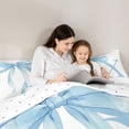 thumbnail image 4 of Erosebridal Blue Bowknot Bedding Comforter Set for Girls, Monogrammed X Full Bedding Set, Reversible 7pcs, 4 of 6