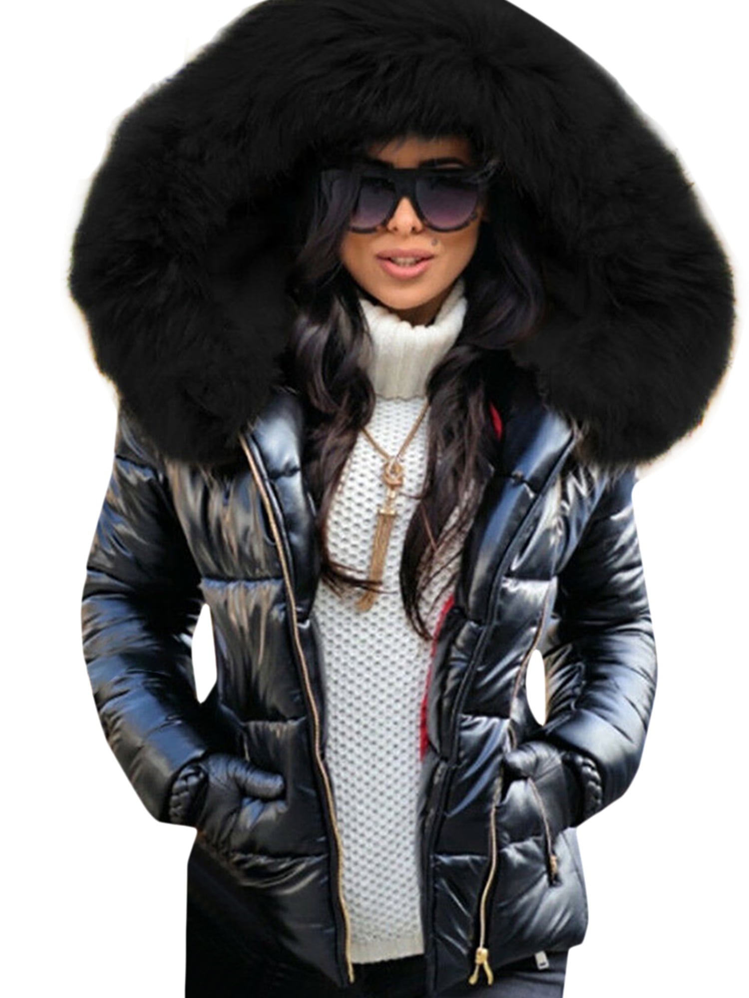 wuliLINL Quilted Coat for Women Cotton-Padded Jacket Solid Color Puffer Jackets Coats Long Jacket Outwear Parka 