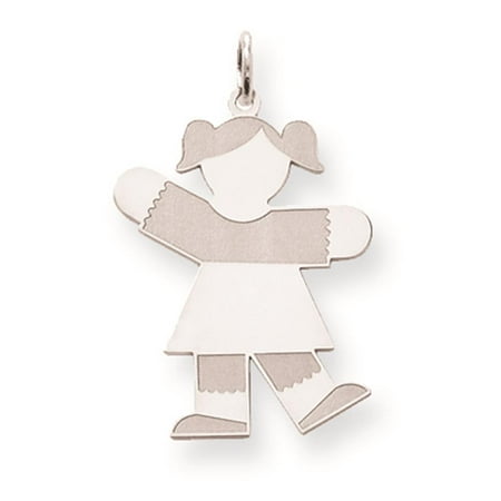 Sterling Silver Laser-cut Engraved Kid Solid Charm Pendant