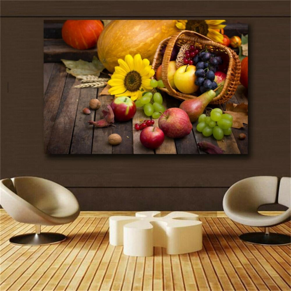 Fruits And Vegetables Sunny Gather on The Table Wall Art Painting The Picture Print on Canvas Food Pictures for Home Decor - 20inch x 28inch