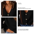 thumbnail image 5 of Suéter tipo cárdigan con botones para mujer Cuello en V profundo Mangas largas Suéter tipo cárdigan de punto de color puro Abrigo de suéter de punto informal Negro M, 5 of 5