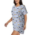 thumbnail image 2 of Daiia Dogs Are Running Pattern Womens Pajama Sets Short Sleeve Pajamas for Women Sets Soft Lounge Sets Casual Round Neck Sleepwear PJS-X-Large, 2 of 7