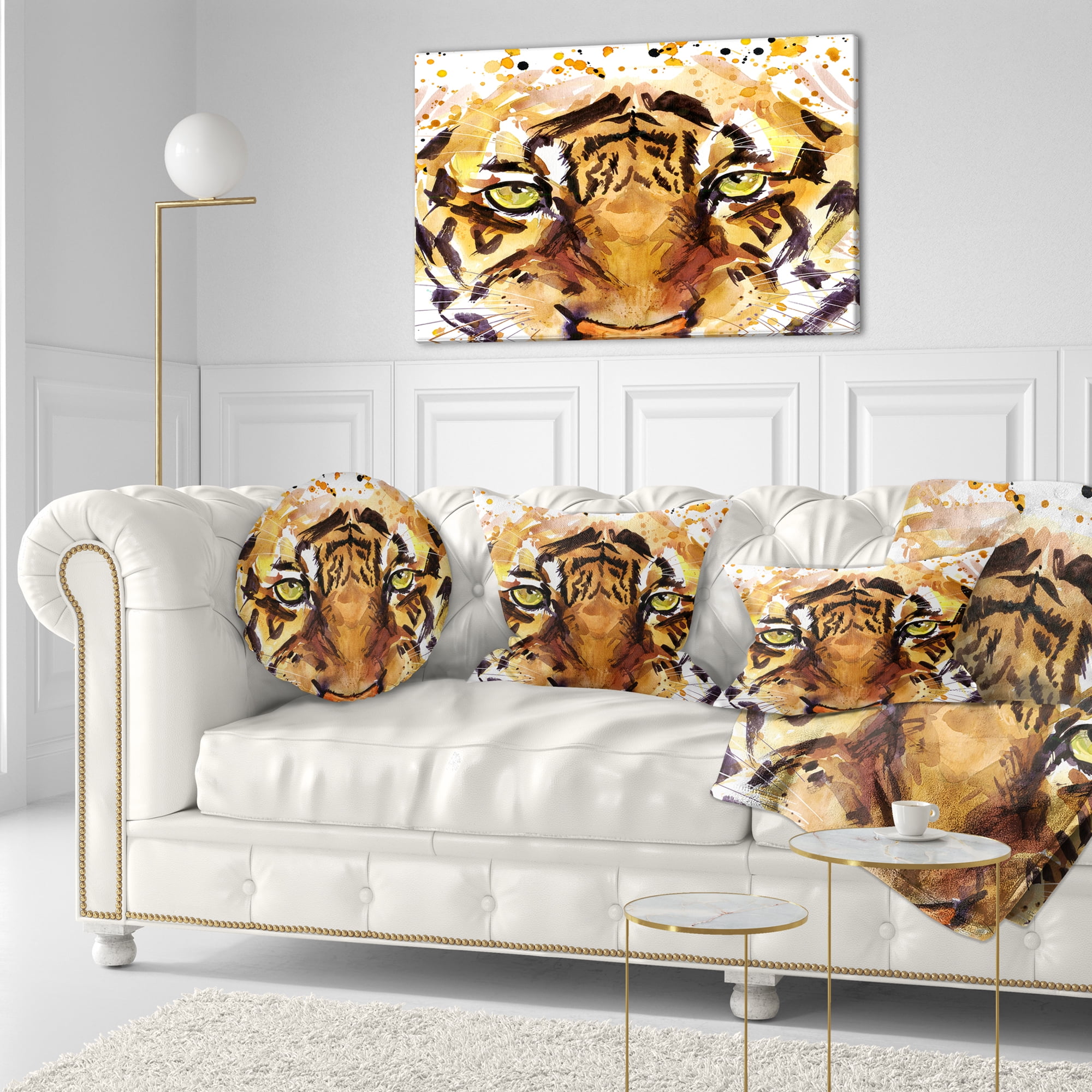 Designart Eyes with Fire - Animal Throw Pillow - 12x20